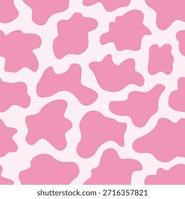 Cow print pink vector seamless cow pattern design. Abstract seamless cow animal skin for girls repeat background. Vector illustration