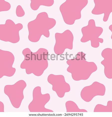Cow print pink vector seamless cow pattern design. Abstract seamless cow animal skin for girls repeat background. Vector illustration