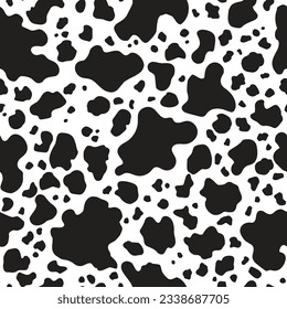 Cow print seamless pattern. Black and white animal print, repeat designs.