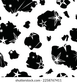 Cow Print with Stars seamless pattern background