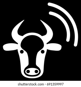 Cow Radio Signal vector icon. Flat white symbol. Pictogram is isolated on a black background. Designed for web and software interfaces.