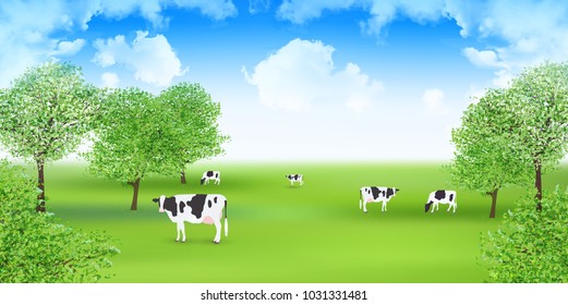 Cow ranch landscape background
