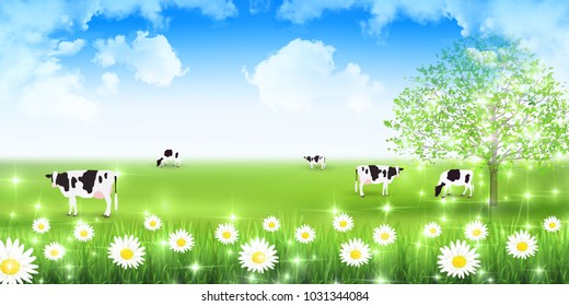 Cow ranch landscape background