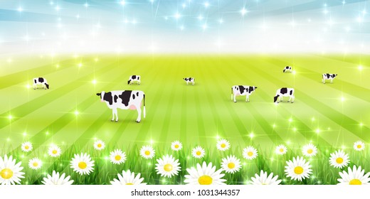 Cow ranch landscape background