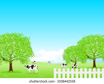 Cow ranch landscape background