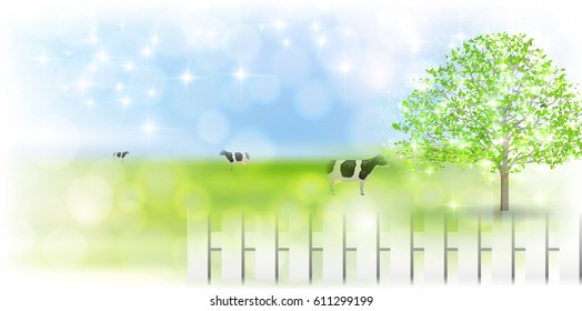 Cow ranch landscape background