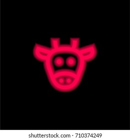 Cow red glowing neon ui ux icon. Glowing sign logo vector