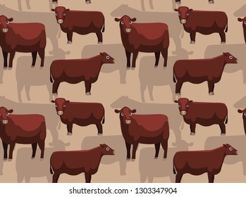 Cow Red Poll Cartoon Background Seamless Wallpaper