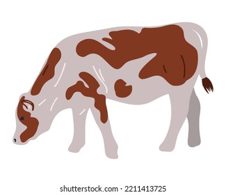 La vaca es de color marrón rojizo. Vector plano aislado en fondo blanco