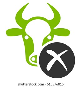 Cow Reject vector icon. Flat bicolor eco green and gray symbol. Pictogram is isolated on a white background. Designed for web and software interfaces.