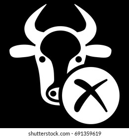 Cow Reject vector icon. Flat white symbol. Pictogram is isolated on a black background. Designed for web and software interfaces.
