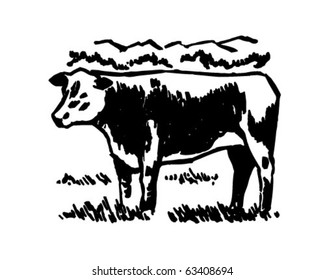 Cow - Retro Clipart Illustration