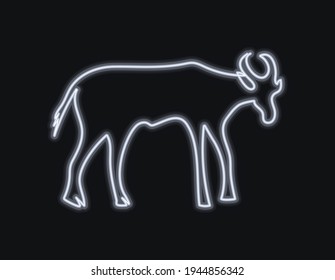cow rock painting, neon vector illustrations