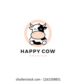 cow round circle logo vector icon illustration