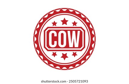 ILUSTRACIÓN VECTORIAL de sello de goma de vaca sobre fondo blanco. Sello de goma COW
