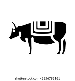 cow sacred animal hinduism glyph icon vector. cow sacred animal hinduism sign. isolated symbol illustration