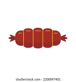 Cow sausage icon. Flat illustration of cow sausage vector icon isolated on white background