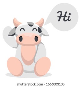 Cow say hello cartoon vector