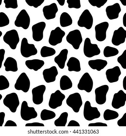 Cow seamless pattern, abstract vector background with bkack spots. Vector seamless cow skin pattern. Pattern for milk and farm production