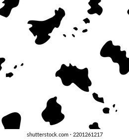 Cow seamless pattern. Animal skin vector background. Black and white spotted texture