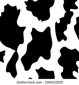 Cow seamless pattern. Animal skin vector background. Black and white spotted texture