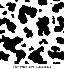 Cow seamless pattern with animals print for wallpaper, web page, textures, card, postcard, fabric, textile. Abstract black and white background. Ornament of stylized skin. Vector hatching texture