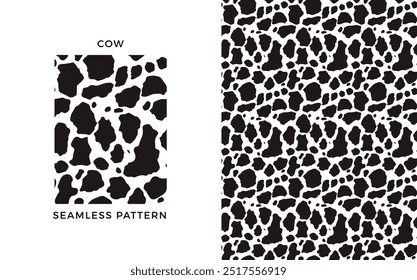 Cow seamless pattern. Black and white cow print. Vector texture. 