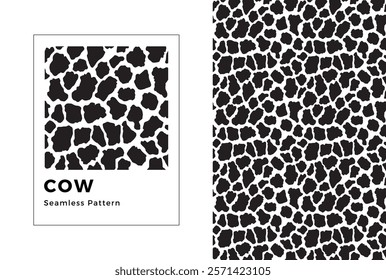 Cow seamless pattern. Black and white cow print. Vector texture.