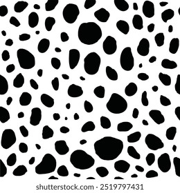 cow seamless pattern Vector . Black and white animal skin texture background. Milk farm, dairy illustration for print, surface pattern fill. Cartoon irregular spots wallpaper. Abstract doodle shapes