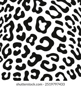 cow seamless pattern Vector . Black and white animal skin texture background. Milk farm, dairy illustration for print, surface pattern fill. Cartoon irregular spots wallpaper. Abstract doodle shapes
