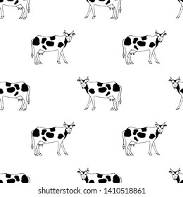 Cow seamless pattern. Vector illustration.