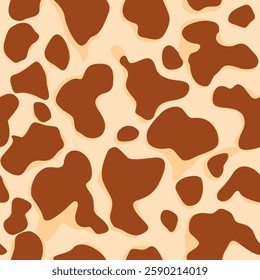 Cow seamless seamless realistic template in brown and beige colors. Vector illustration