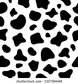 Cow seamless texture pattern. Spot background. Animal skin template. Vector design illustration.