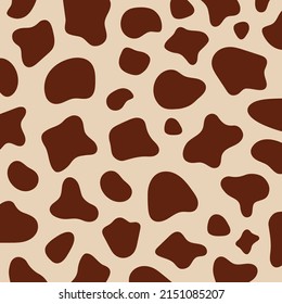 Cow seamless texture pattern. Spot background. Animal skin template. Vector design illustration.