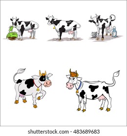 cow , set, vector isolated