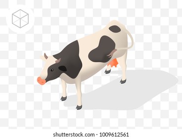 Cow with Shadows on Transparent Background