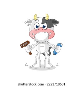 the cow shave facial hair vector. cartoon character