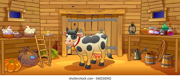 cow shed on a farm