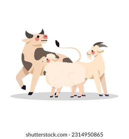 Cow Sheep Goat Vector Illustration