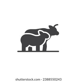 Cow and sheep vector icon. filled flat sign for mobile concept and web design. Farm animals glyph icon. Livestock symbol, logo illustration. Vector graphics