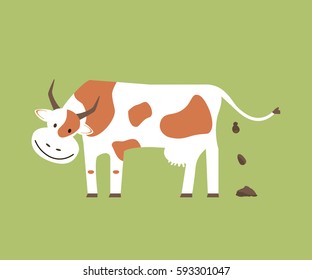 Cow shit. Organic manure. Vector illustration flat design