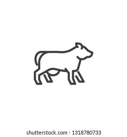 Cow side view line icon. linear style sign for mobile concept and web design. dairy cow outline vector icon. Farm animal symbol, logo illustration. Pixel perfect vector graphics