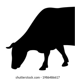 cow side view, vector illustration,  black silhouette