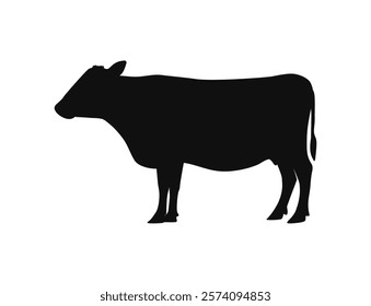 Cow side view vector silhouette isolated on white background