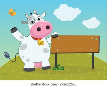 Cow and signboard