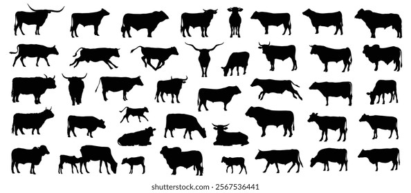 Cow silhouette bundle set collection