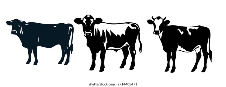 Una silueta de vaca es un contorno limpio y sólido de una vaca sin características detalladas. Simboliza la vida rural, la agricultura, la nutrición, la calma y la tradición, y se usa comúnmente en logotipos, marcas agrícolas, aceite