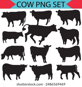 cow silhouette collection black and Animal Cattle from all over the world