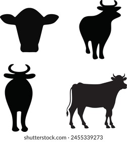 cow silhouette collection head front side 