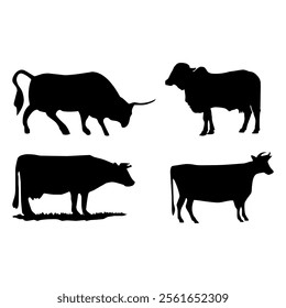 Cow silhouette , Dairy cow on white background.